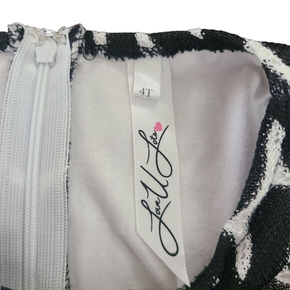 Love U Lots Girls Sleeveless Geo Dress Size 4T Black and White with Red Ribbon - Picture 8 of 12